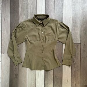 Zara Women’s Long Sleeve Olive Green Button-Up Shirt | Size: Small |